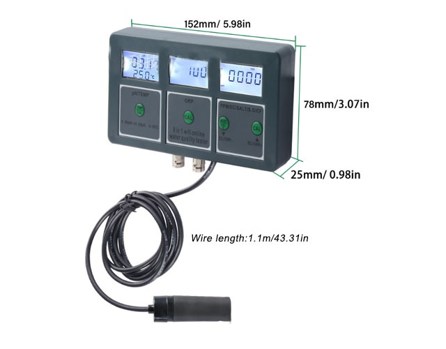 Wireless water quality ph salt monitor